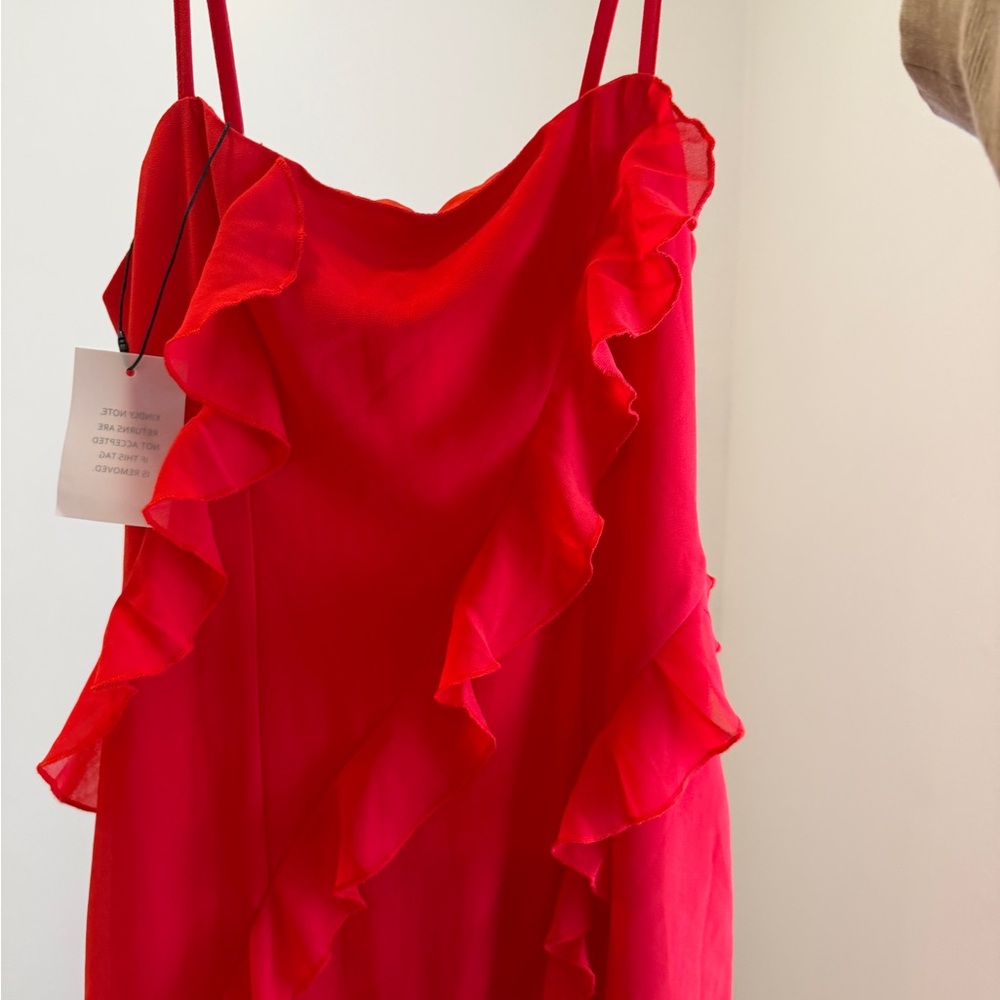 Chic Asymmetrical Red Dress - Picture 4 of 6